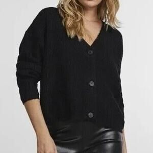 Madewell Black V-Neck Slim Cardigan Sweater Small